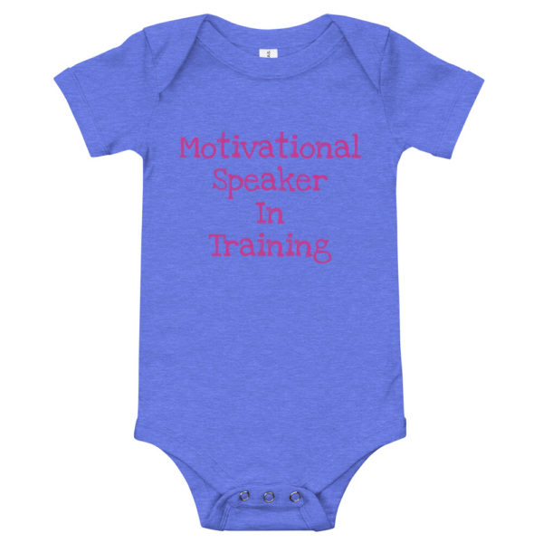 "Motivational Speaker In Training" Onesie - Pink Text - Image 4