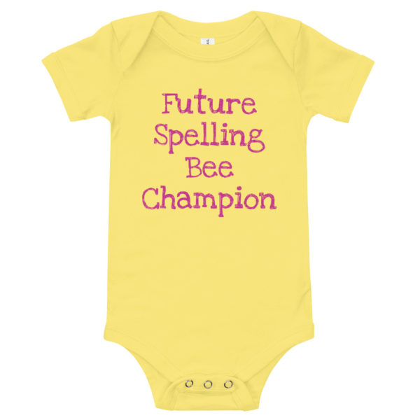 "Future Spelling Bee Champion" Onesie - Pink Text - Image 5
