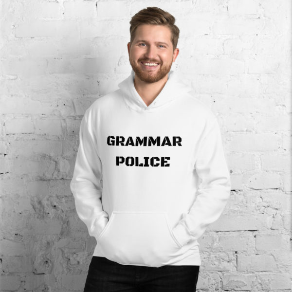 "Grammar Police" Hooded Sweatshirt (Black Text) - Image 3