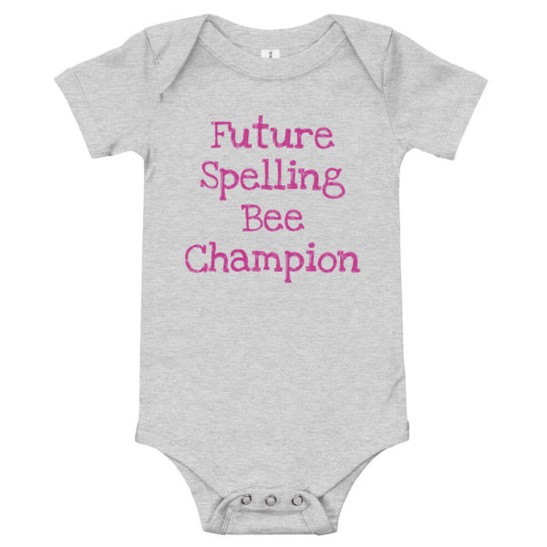 "Future Spelling Bee Champion" Onesie - Pink Text - Image 2