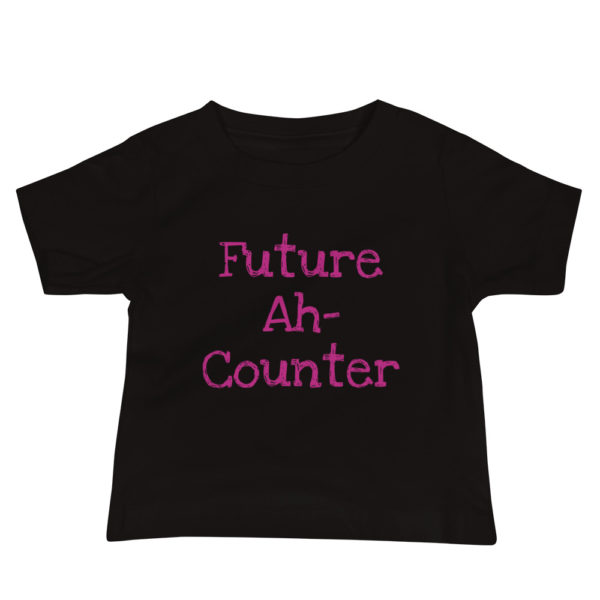 "Future Ah-Counter" Baby Jersey Short Sleeve Tee - Pink Text - Image 2