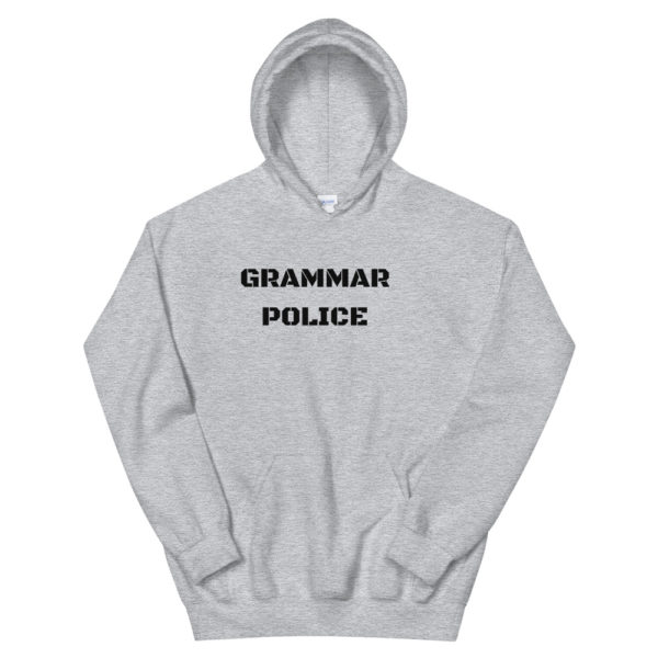 "Grammar Police" Hooded Sweatshirt (Black Text) - Image 2