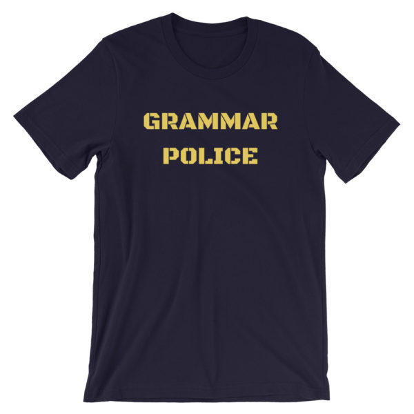 "Grammar Police" Short-Sleeve Unisex T-Shirt (Yellow Text) - Image 2