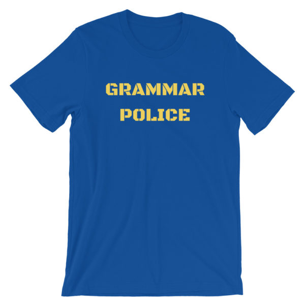 "Grammar Police" Short-Sleeve Unisex T-Shirt (Yellow Text) - Image 3