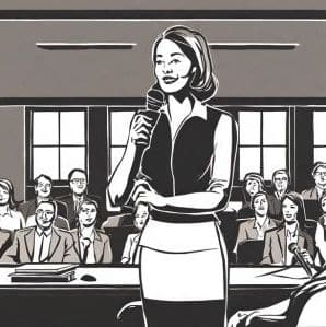 illustration woman speaking at meeting