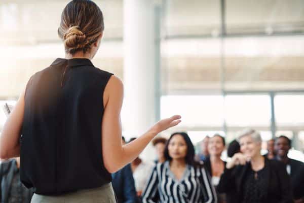 Woman speaking to audience