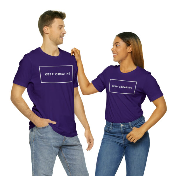 "Keep Creating" Unisex Jersey Short Sleeve Tee, White Text, S - 3XL, Various Colors - Image 46