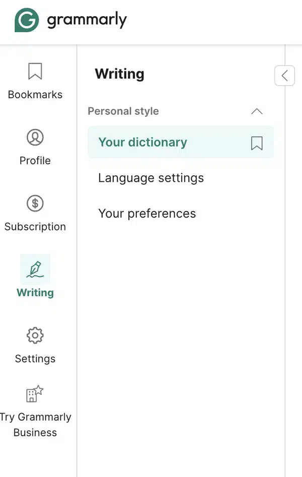 Grammarly Hacks Personal dictionary