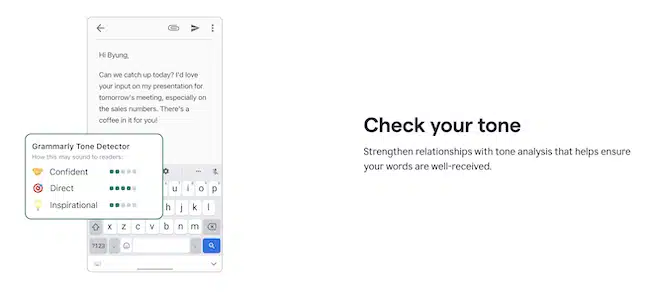 check your tone with grammarly pro keyboard