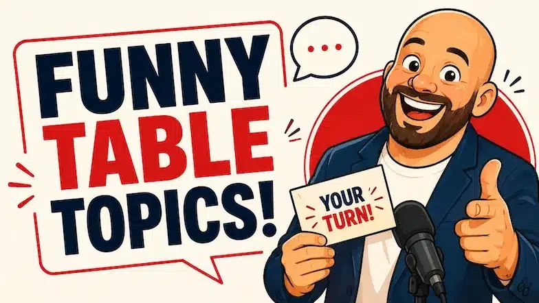 Illustration of funny Table Topics questions for public speaking